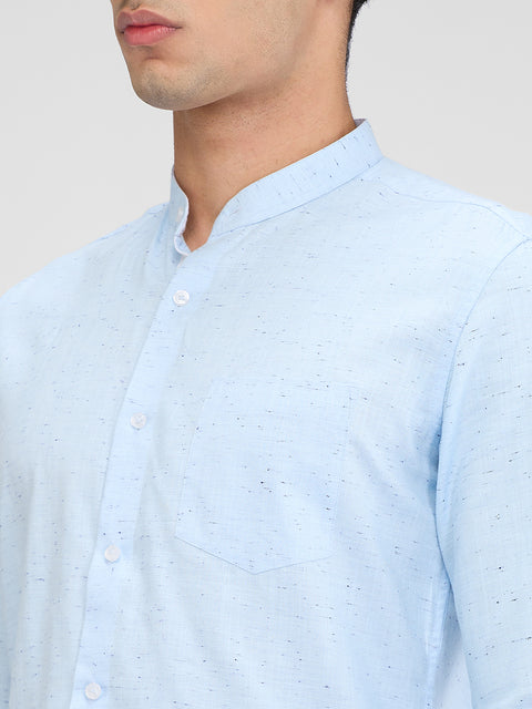 Men's Sky Blue Solid Slim Fit Shirts