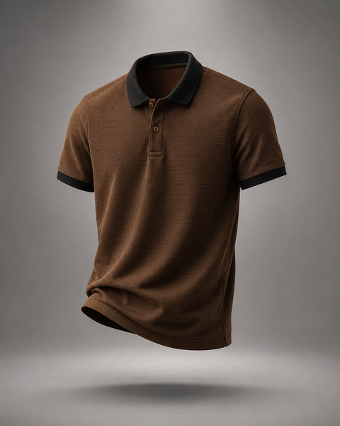 Men's Regular Fit Polo Neck T-shirt - Brown