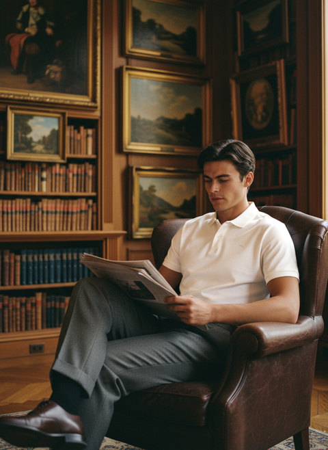 Half Sleeve Collar Neck Pique White