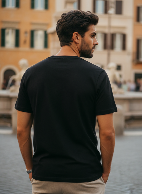 Half Sleeve Round Neck Black