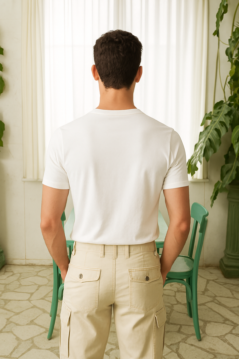 MEN'S REGULAR FIT ROUND NECK T-SHIRT- WHITE