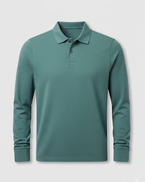 MEN'S FULL SLEEVES POLO T-SHIRT-METAL GREY