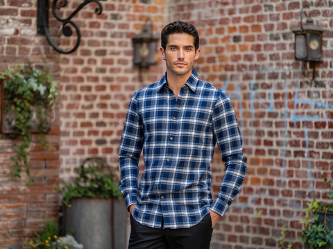 MEN'S CHECKS REGULAR FIT FULL SLEEVES SHIRT- BLUE