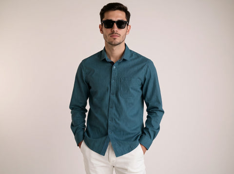 Full Sleeve Solid Mid Blue