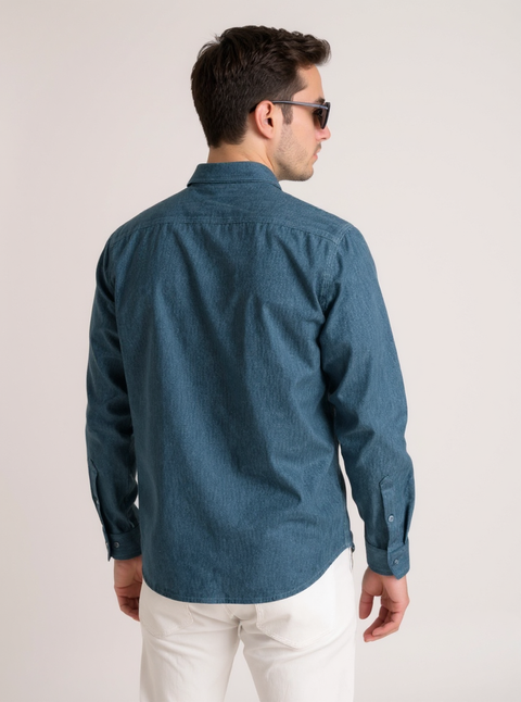 Full Sleeve Solid Mid Blue