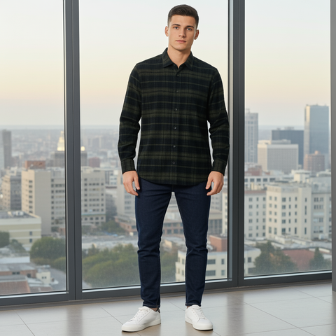 Full Sleeve Check Olive