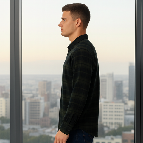 Full Sleeve Check Olive