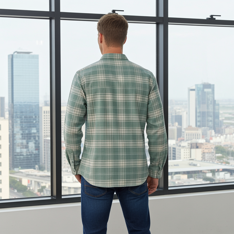 Full Sleeve Check Sea Green