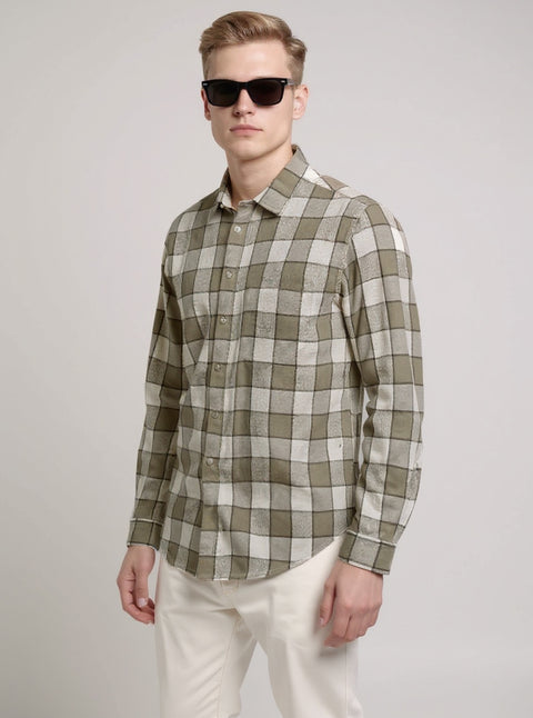 Full Sleeve Check Sage Grey