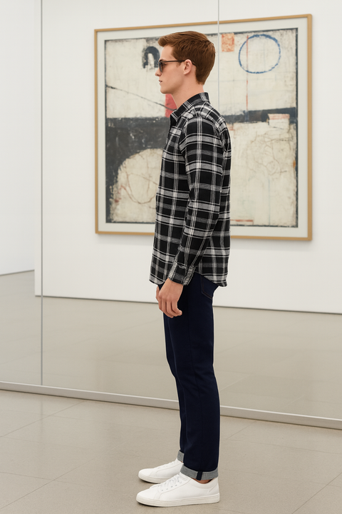 Full Sleeve Check Black