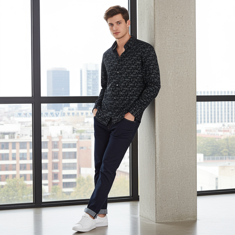 Full Sleeve Print Black