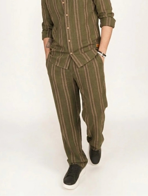 Lawman Straight Fit Stripe Pants - Olive