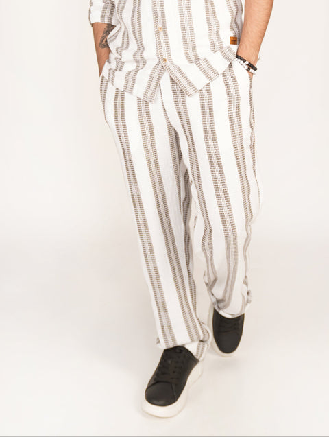 Lawman Straight Fit Stripe Pants - White