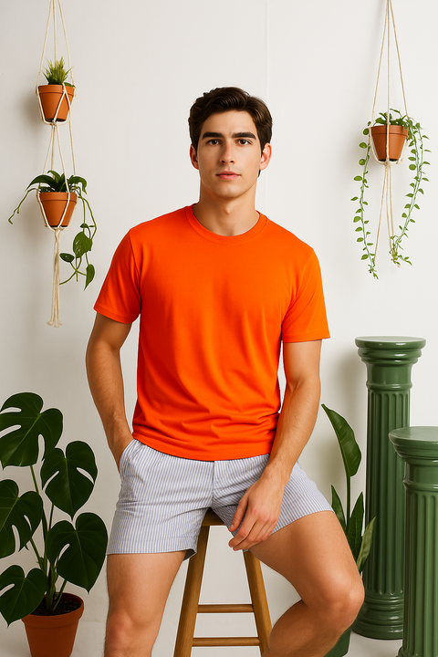 MEN'S REGULAR FIT ROUND NECK T-SHIRT- ORANGE
