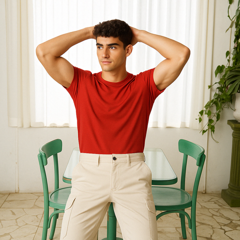 MEN'S REGULAR FIT ROUND NECK T-SHIRT- TOMATO RED