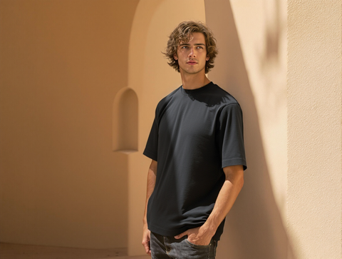 OVERSIZED FIT SOLID T-SHIRT-BLACK