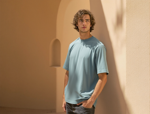 OVERSIZED FIT SOLID T-SHIRT-METAL GREY