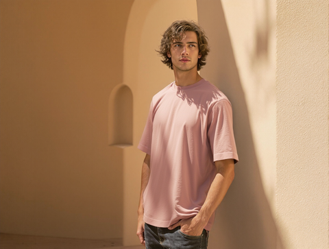 OVERSIZED FIT SOLID T-SHIRT-ONION PINK
