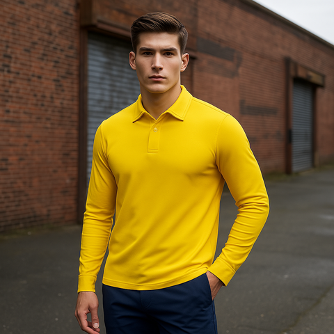 MEN'S FULL SLEEVES POLO T-SHIRT- YELLOW