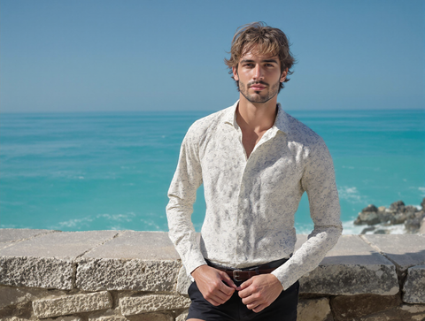 Slim Fit Printed Shirt White Shirt