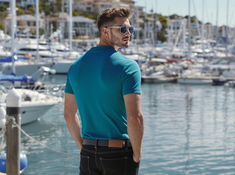 MEN'S  RELAXED FIT POLO T-SHIRT-ELECTRIC BLUE