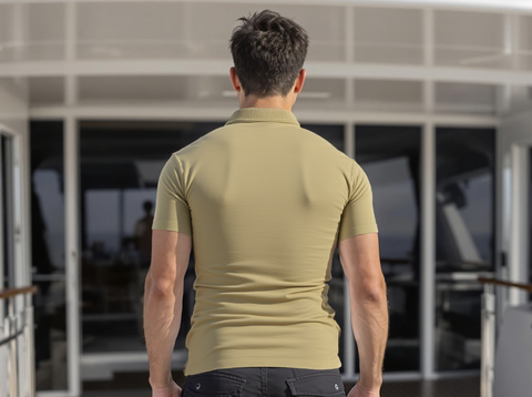 MEN'S  RELAXED FIT POLO T-SHIRT-MUSTARD