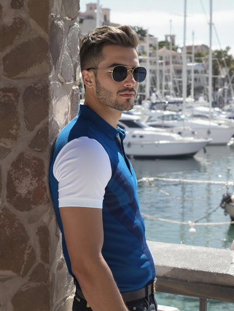 MEN'S  RELAXED FIT POLO T-SHIRT-NAVY