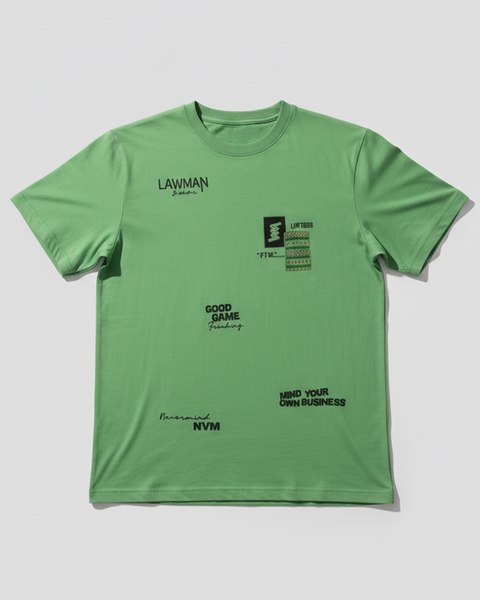 OVERSIZED FIT  GRAPHIC T-SHIRT-BRIGHT OLIVE