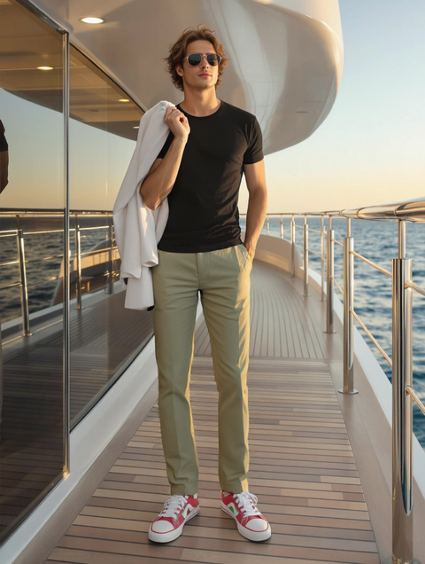 MEN'S TROUSERS SLIM FIT- LT KHAKI