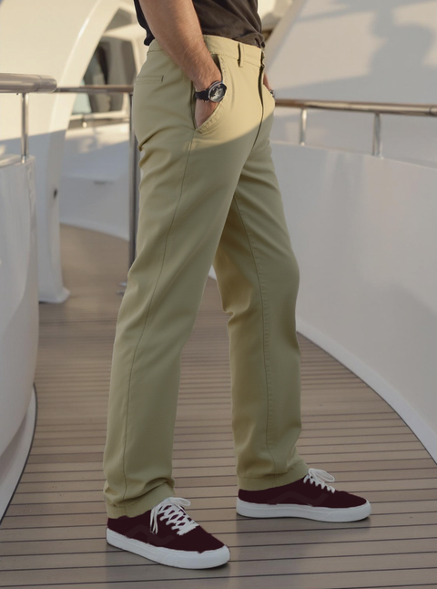 MEN'S TROUSERS SLIM FIT- LT KHAKI