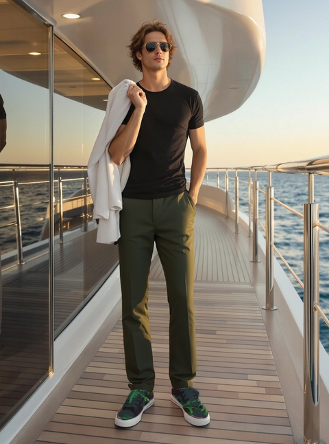 MEN'S TRAVEL PANTS SLIM FIT- OLIVE